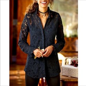 Soft Surroundings Black Lace Francesca Blouse